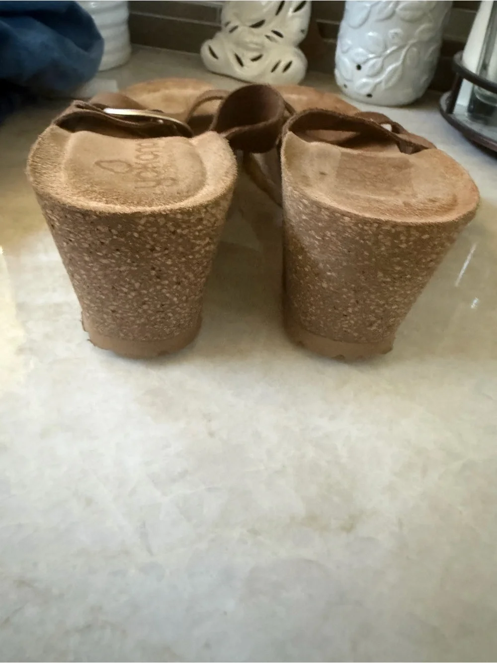 yokono brown suede wedge sandals Sz 9